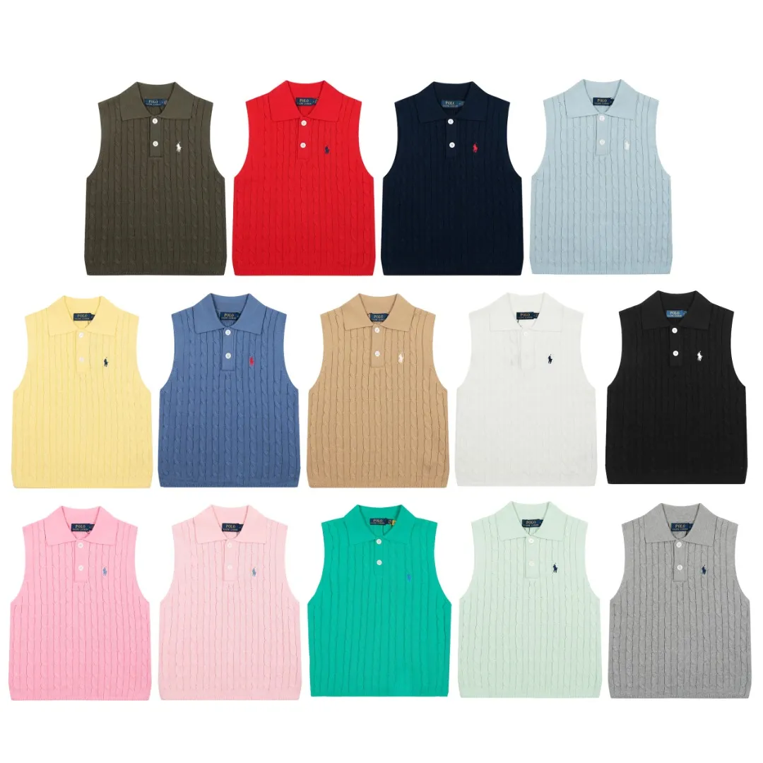 P166 💰 "Top quality" Style number: DS023# (not off the shelves all year round) [Ralph Lauren POLO lapel solid color pony embroidered logo knitted vest short sleeves] ✅Ralph Lauren Ralph Lauren classic basic versatile all-season cardigan knitted POLO vest vest short sleeves ✅Main supplier platform live broadcast Wholesale entity Replacement when out of stock Not off the shelf ✅ZP quality 1:1 version Scan the code to enter the GF website Counter quality ✅Details and quality are the only one in Guangzhou. Imported quality cotton yarn, focusing on high-end, cost-effective. Needless to say good quality. ✅Restore the original version. The maximum size can be worn up to 150 pounds. Loose, comfortable and stress-free. Olive green, denim blue, Chinese red
